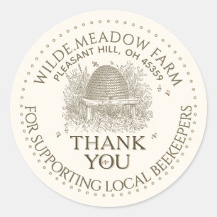 Sticker Rond Merci Pour Le Soutien Des Apiculteurs Locaux Skep