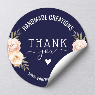Sticker Rond Merci pour l'entreprise artisanale Élégant floral 
