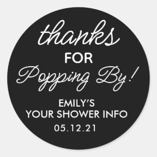 Sticker Rond Merci pour Popping By Baby shower Favoriser Sticke