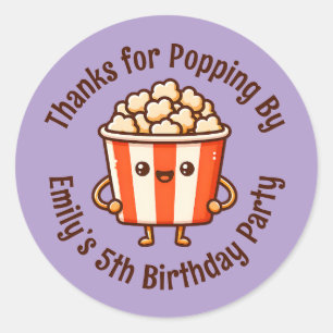 Sticker Rond Merci pour Popping By Custom Popcorn Party Favoris
