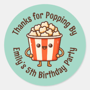 Sticker Rond Merci pour Popping By Custom Popcorn Party Favoris