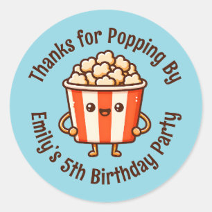 Sticker Rond Merci pour Popping By Custom Popcorn Party Favoris