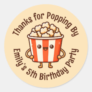 Sticker Rond Merci pour Popping By Custom Popcorn Party Favoris