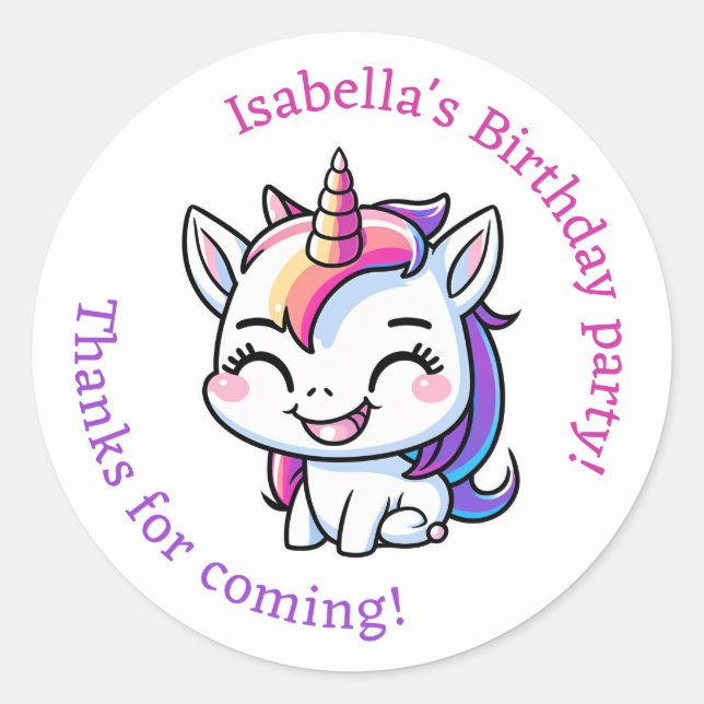 Sticker Rond Merci Pour Provenir Anniversaire Fête Faveur Unico (Devant)