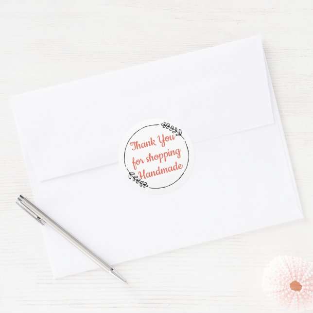 Sticker Rond Merci pour shopping artisanal (Enveloppe)