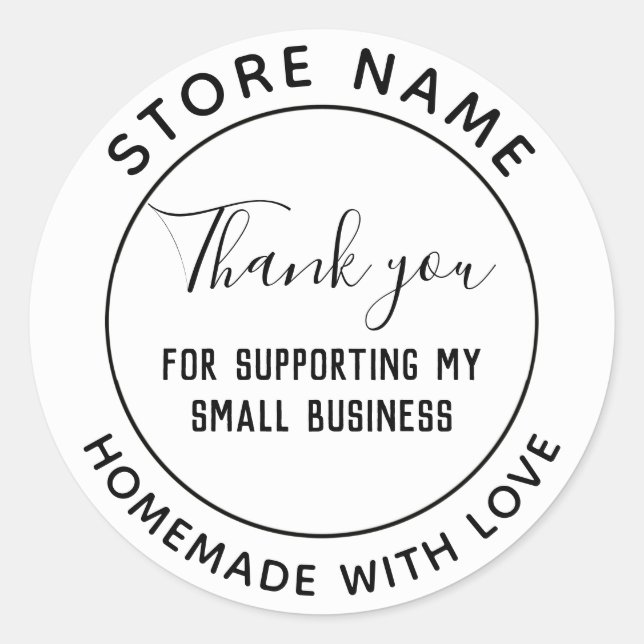 Sticker Rond Merci pour soutenir ma petite entreprise (Devant)