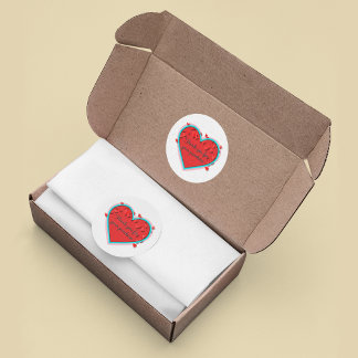 Sticker Rond Merci pour votre achat fleurs coeur pastel