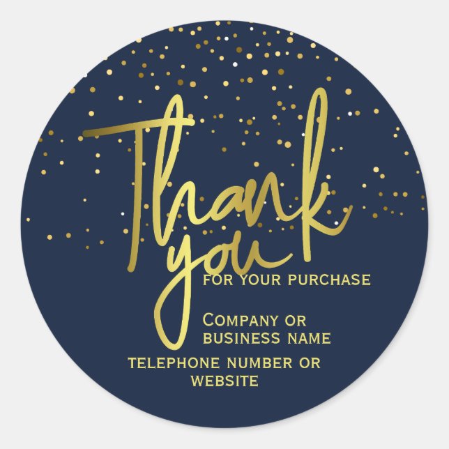 Sticker Rond Merci Pour Votre Achat Marine Gold (Devant)