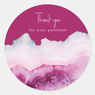 Sticker Rond Merci pour votre achat rose agate social