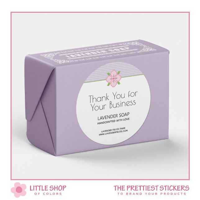 Sticker Rond Merci pour votre business Lavender Soap (Créateur téléchargé)
