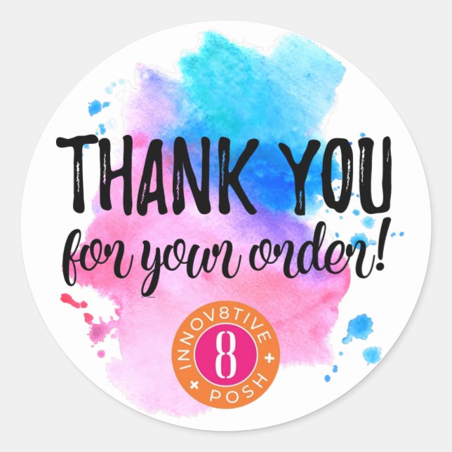 Sticker Rond Merci pour votre commande Arrondi8tive + Posh Clas (Devant)
