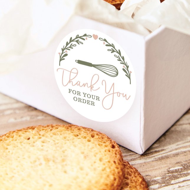 Sticker Rond Merci Pour Votre Commande Boulangerie Whisk & Wrea (Créateur téléchargé)