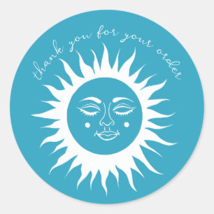 Sticker Rond "Merci pour votre commande" Cute Custom Sun