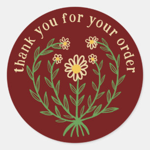 Sticker Rond "Merci pour votre commande" Daisy Design personnal