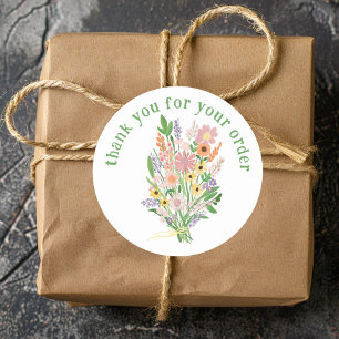 Sticker Rond "Merci pour votre commande" Fleur sauvage Bouquet