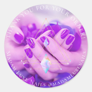 Sticker Rond Merci Pour Votre Commande Luxe Nails Purple Logo
