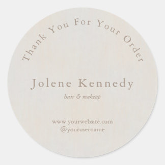 Sticker Rond Merci pour votre commande Minimal Neutre Texté