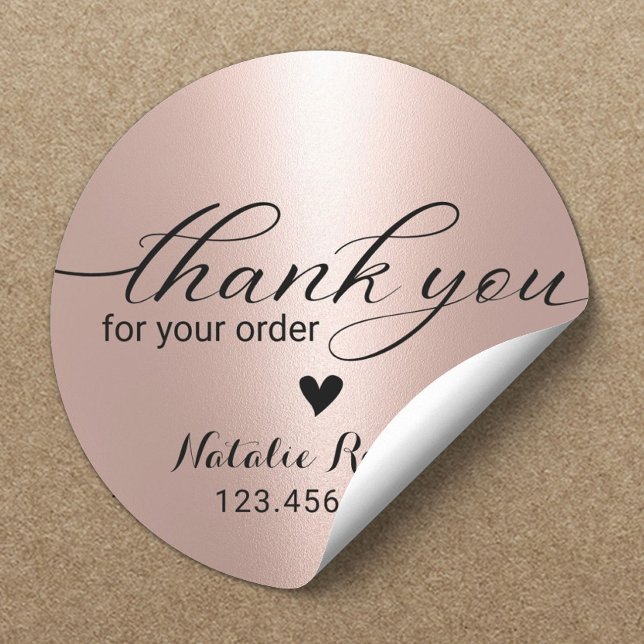 Sticker Rond Merci pour votre commande Modern Rose Gold Busines (Créateur téléchargé)