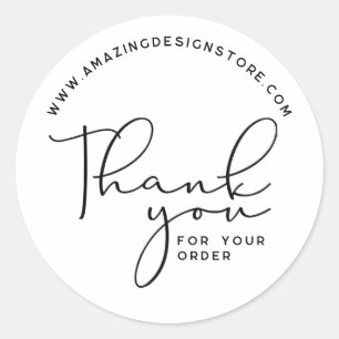 Sticker Rond Merci pour votre commande Script élégant