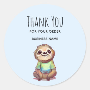 Sticker Rond Merci pour votre commande Sloth Portant une chemis