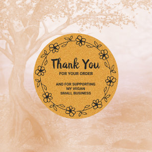 Sticker Rond Merci Pour Votre Commande, Vegan Business