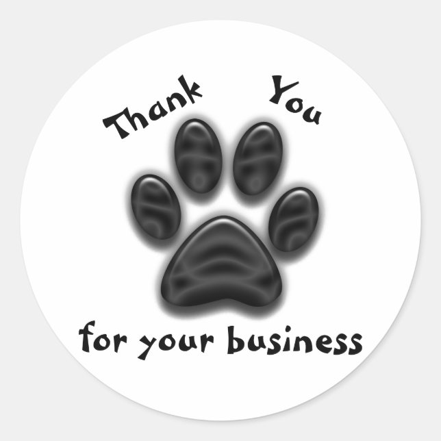 Sticker Rond Merci pour votre Empreinte de patte de chien d'aff (Devant)
