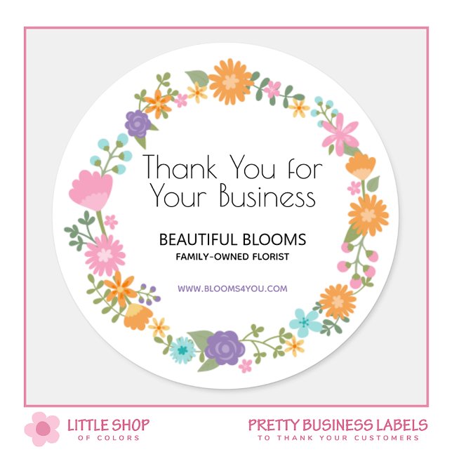 Sticker Rond Merci pour votre entreprise Florale (Créateur téléchargé)