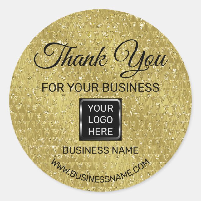Sticker Rond Merci pour votre entreprise Gold Black Logo (Devant)