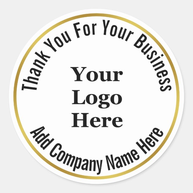 Sticker Rond Merci Pour Votre Entreprise Logo Noir Blanc Or (Devant)