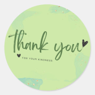 Sticker Rond Merci pour votre gentillesse Carte aquarelle verte