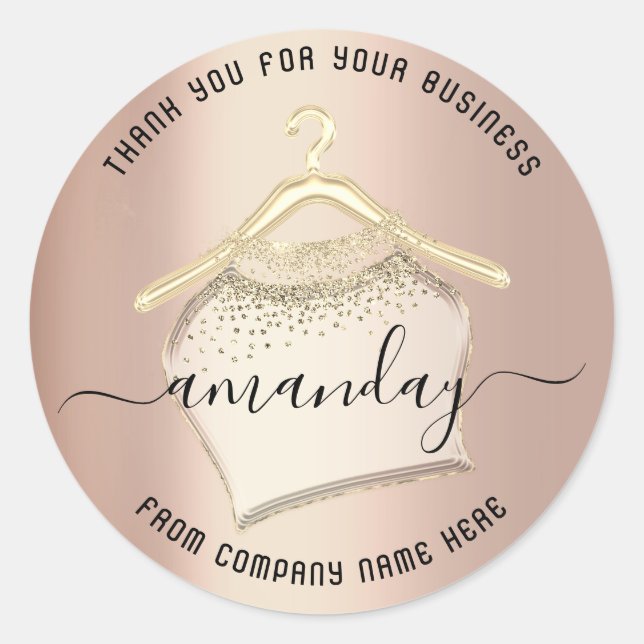 Sticker Rond Merci Pour Votre Rose D'Affaires Gold Shop (Devant)