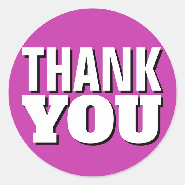 Sticker Rond Merci pourpre (Devant)