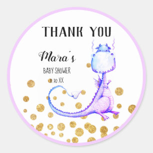 Sticker Rond Merci pourpre de baby shower de parties