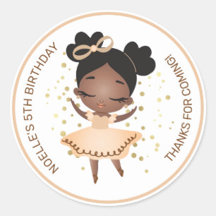 Sticker Rond Merci! Princesse Ballerina avec Bow Anniversaire C