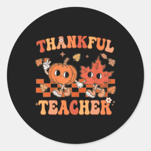 Sticker Rond Merci Professeur Rétro Super Thanksgiving Fall
