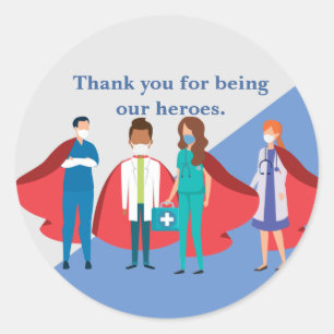 Sticker Rond Merci Professionnels de la santé Héros Docteur I