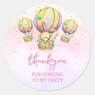 Sticker Rond Merci Rainbow Balloons pour venir