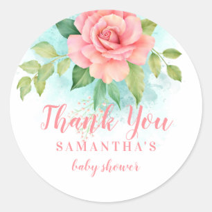 Sticker Rond Merci Rose couleur rose turquoise Ombre