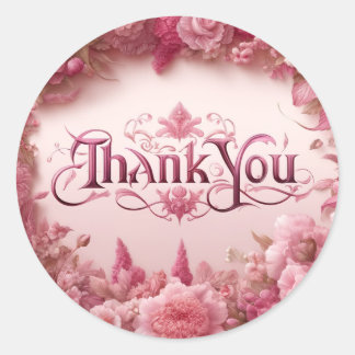 Sticker Rond Merci rose floral