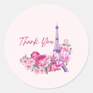 Sticker Rond Merci rose minimaliste