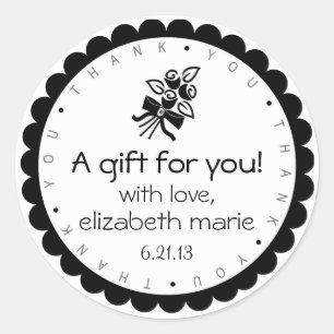 Sticker Rond Merci Rose noir