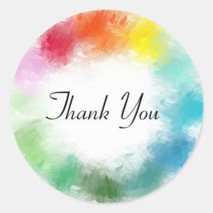 Sticker Rond Merci rose rouge orange jaune bleu pourpre