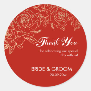 Sticker Rond Merci rouge et Mariage blanc