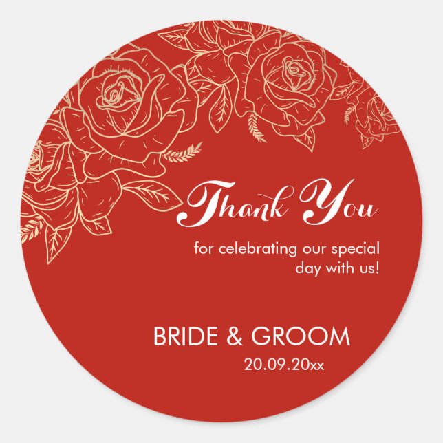 Sticker Rond Merci rouge et Mariage blanc (Devant)