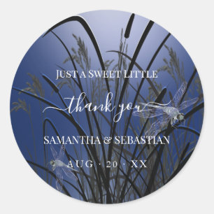 Sticker Rond Merci Royal Blue Dragonflies