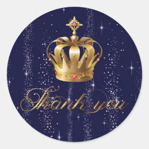 Sticker Rond Merci Royal Blue Gold