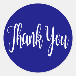Sticker Rond Merci Royal Blue Navy Et La Typographie Blanche