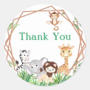 Sticker Rond Merci Safari, Anniversaire Jungle, Douche