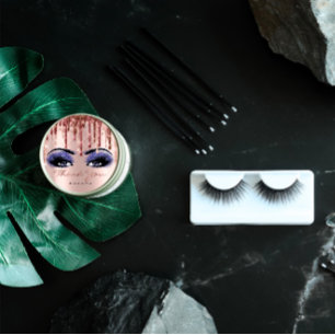 Sticker Rond Merci Script Marine Maquillage Rose Eyelash 3D gou