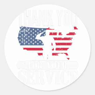 Sticker Rond Merci Service vétéran salue Patriot Militaire